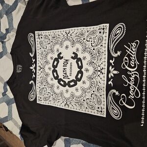 Crooks & Castles Mens Black Death Row Records Short Sleeve Pullover T Shirt Sz L
